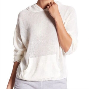 Women’s Honey Punch white sheer star print hooded sweater S